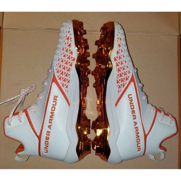 Under Armour Men\'s Hammer MC Football Cleats Size 10.5 White-Orange 3022836-117 main image 4
